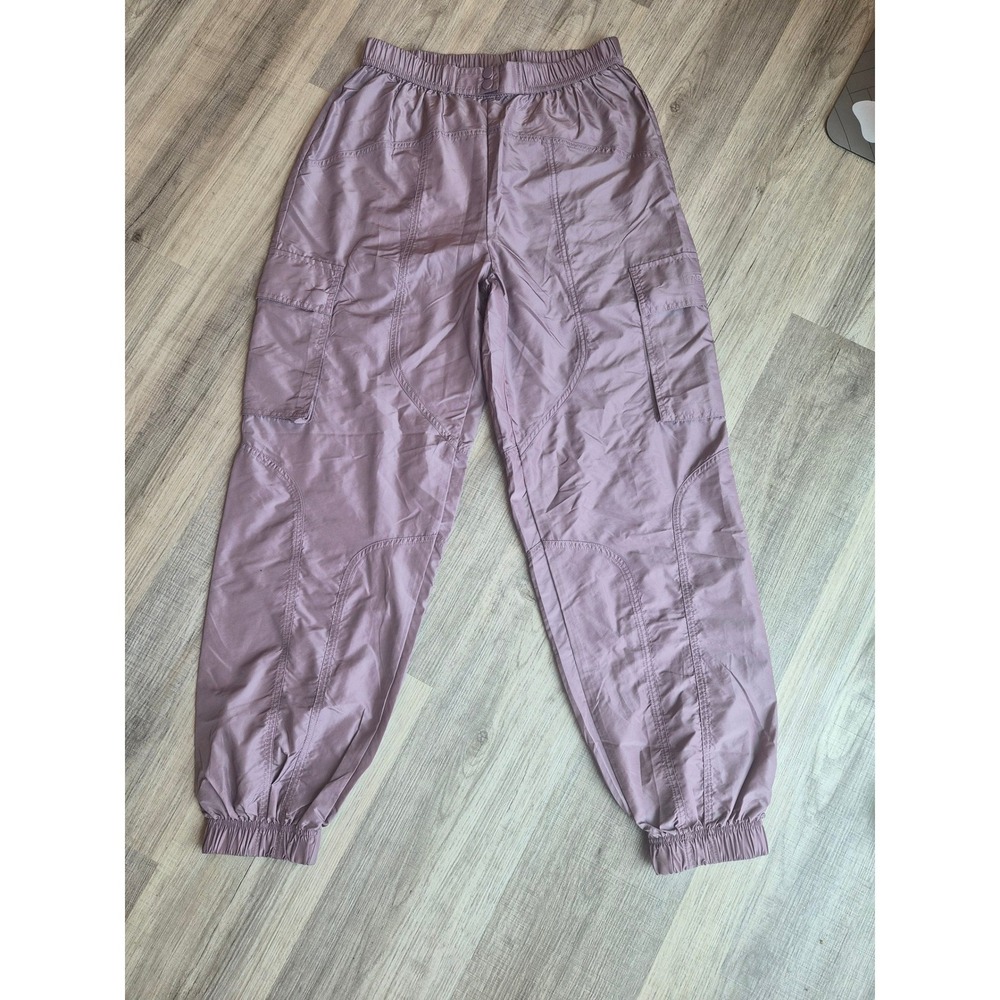 Fabletics Womens Cargo Jogger Pants Purple High Rise Elastic Waist Small NWT